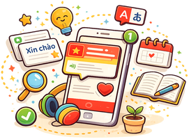 Illustration of Vietnamese learning apps